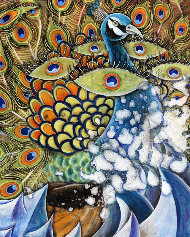 Cosmic Sea-faring Peacock, 2013, Oil on canvas
