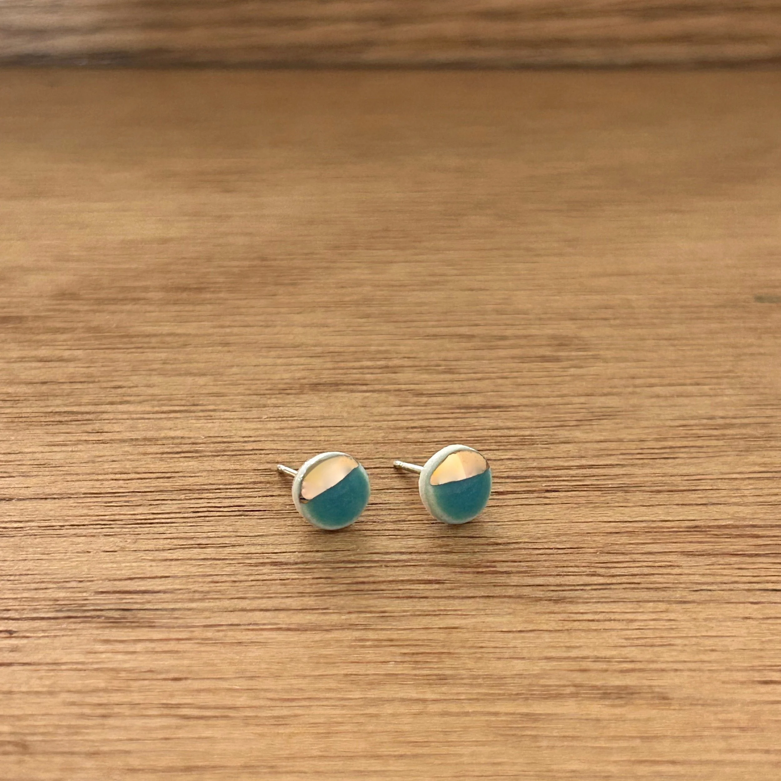 ZOË COMINGS tiny pebble studs, teal:gold half, a wdbkg.jpg