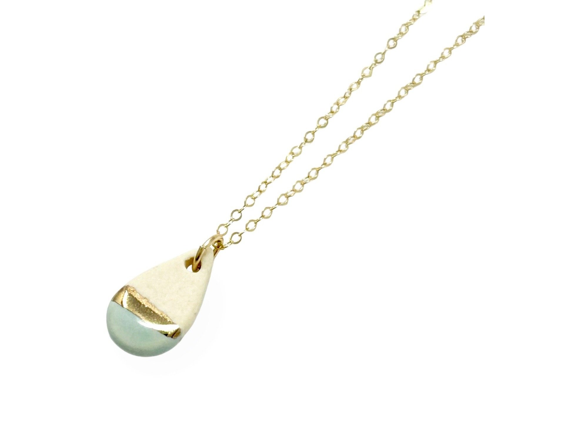 tiny teardrop necklace, pale blue