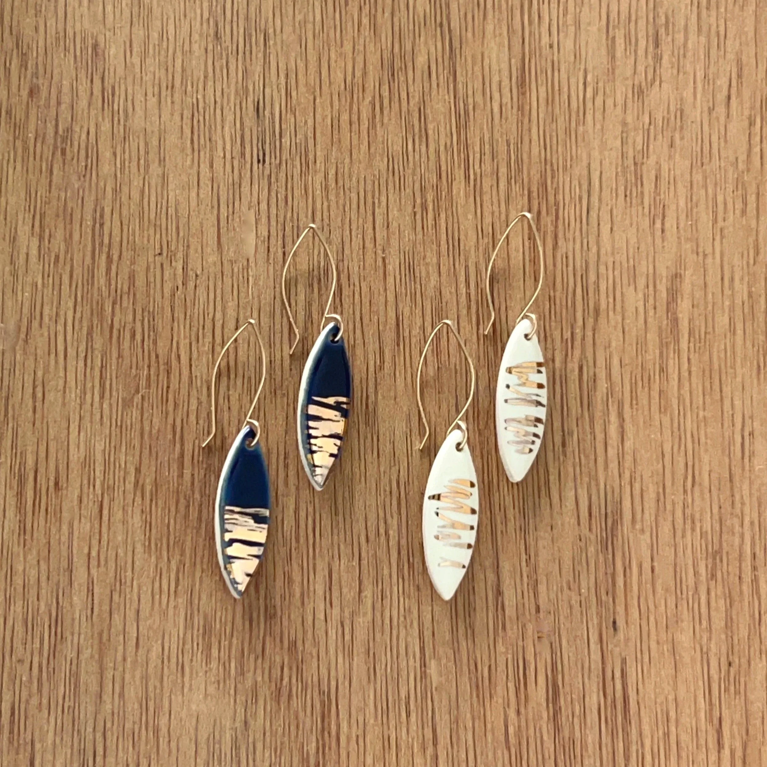 leaf earrings in shimmer