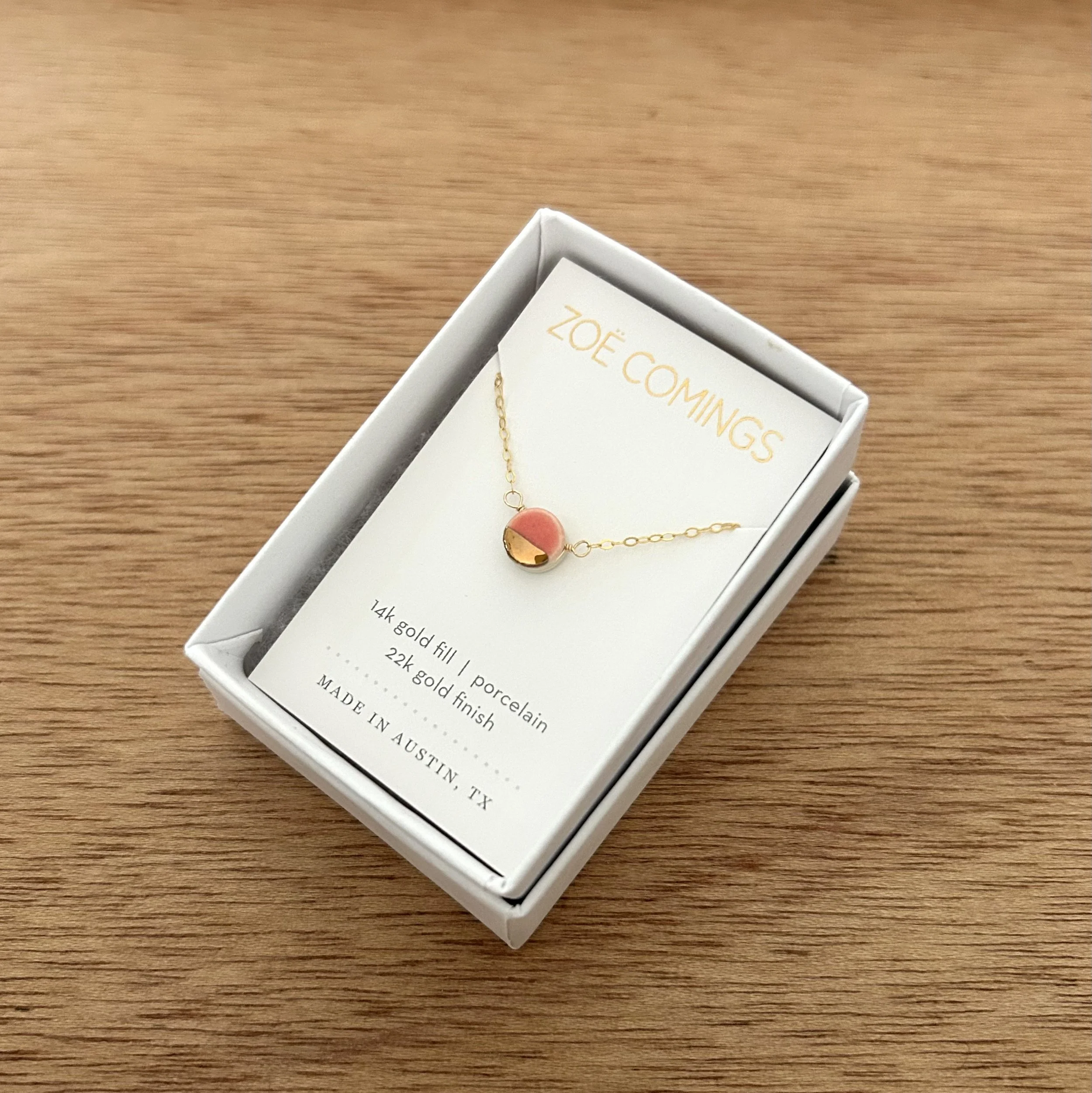 ZOË COMINGS teeny pebble necklace, hot pink:gold, boxed a.jpg