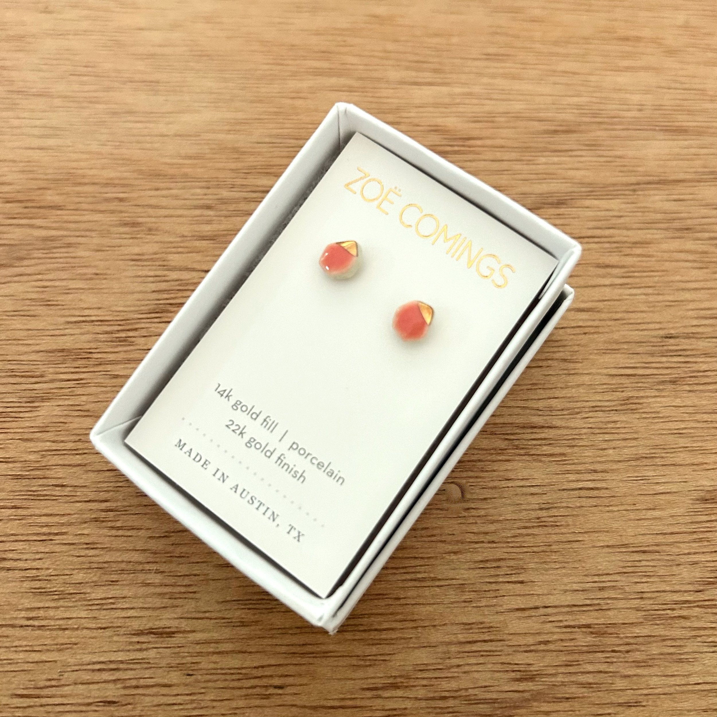 ZOË COMINGS tiny geo studs, hot pink:gold, boxed a.jpg