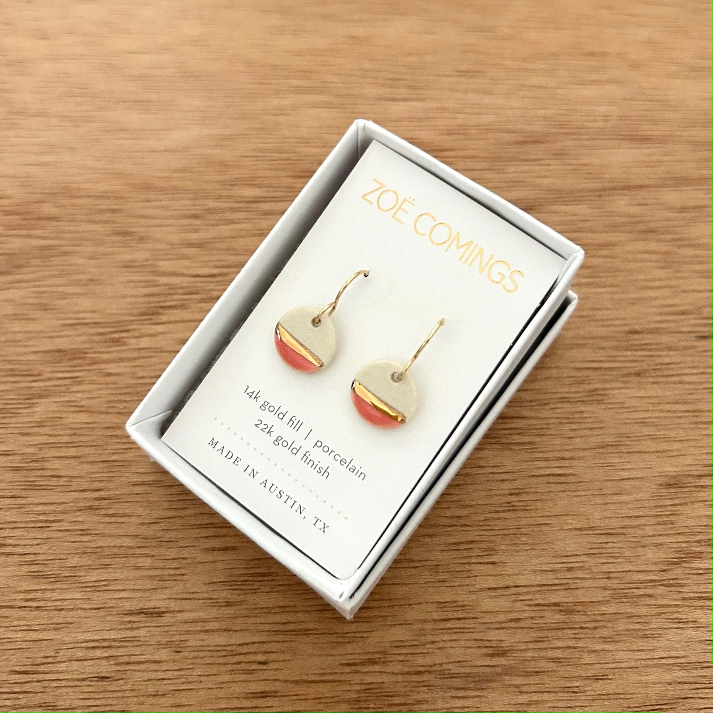 ZOË COMINGS tiny pebble earrings, hot pink:gold line, boxed a.jpg