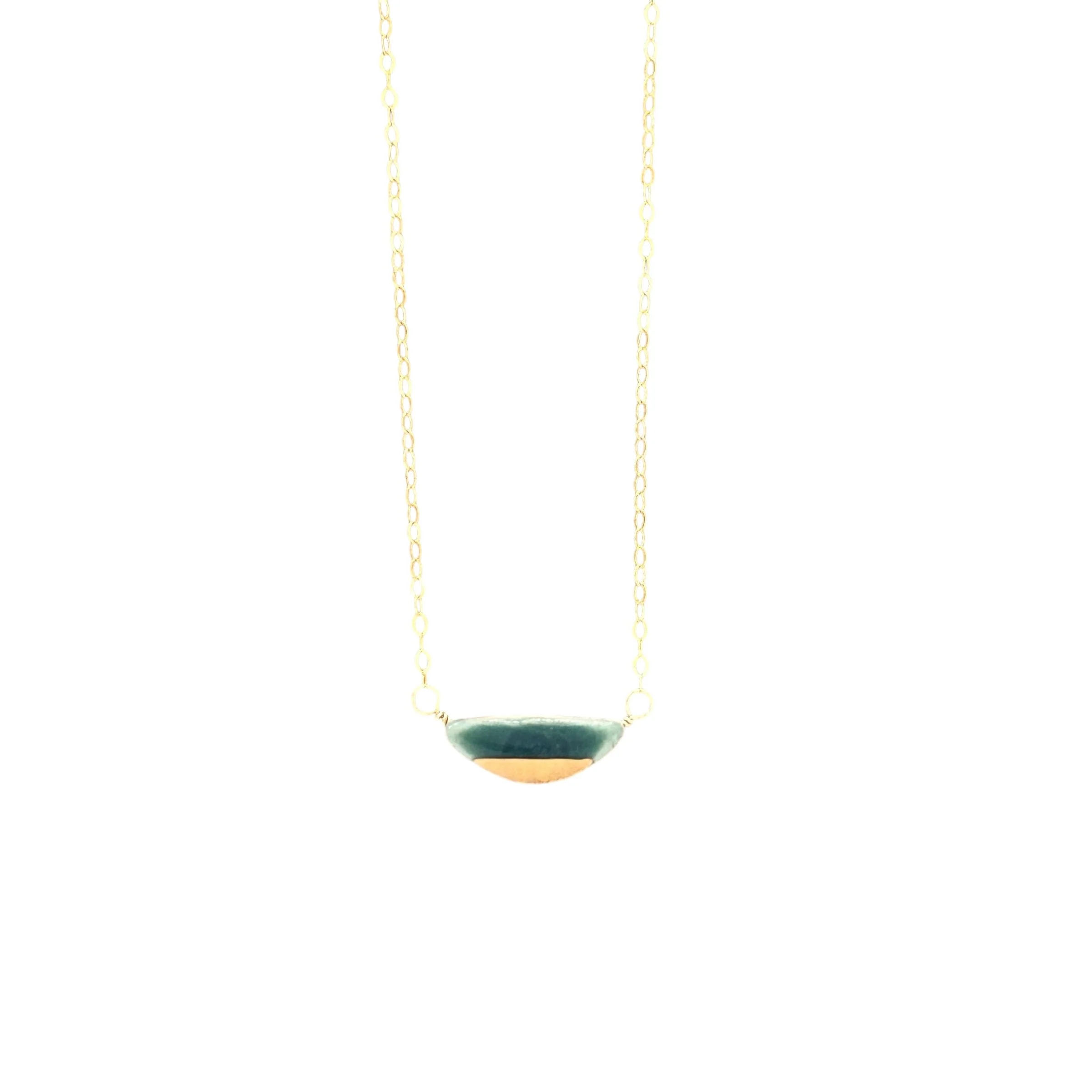 ZOË COMINGS teeny half pebble necklace, slate:gold, wbg.jpeg