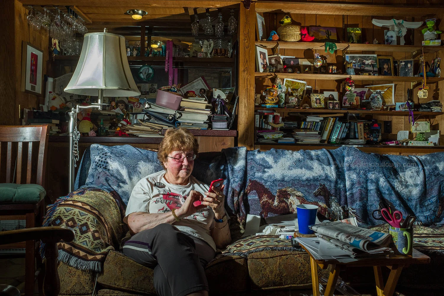 Lolly Lockhart in her home that she offered as a Pop Up for the Beto O’Rourke senate race, Pflugerville, Texas, 2018. Published for the New Yorker Photo booth.