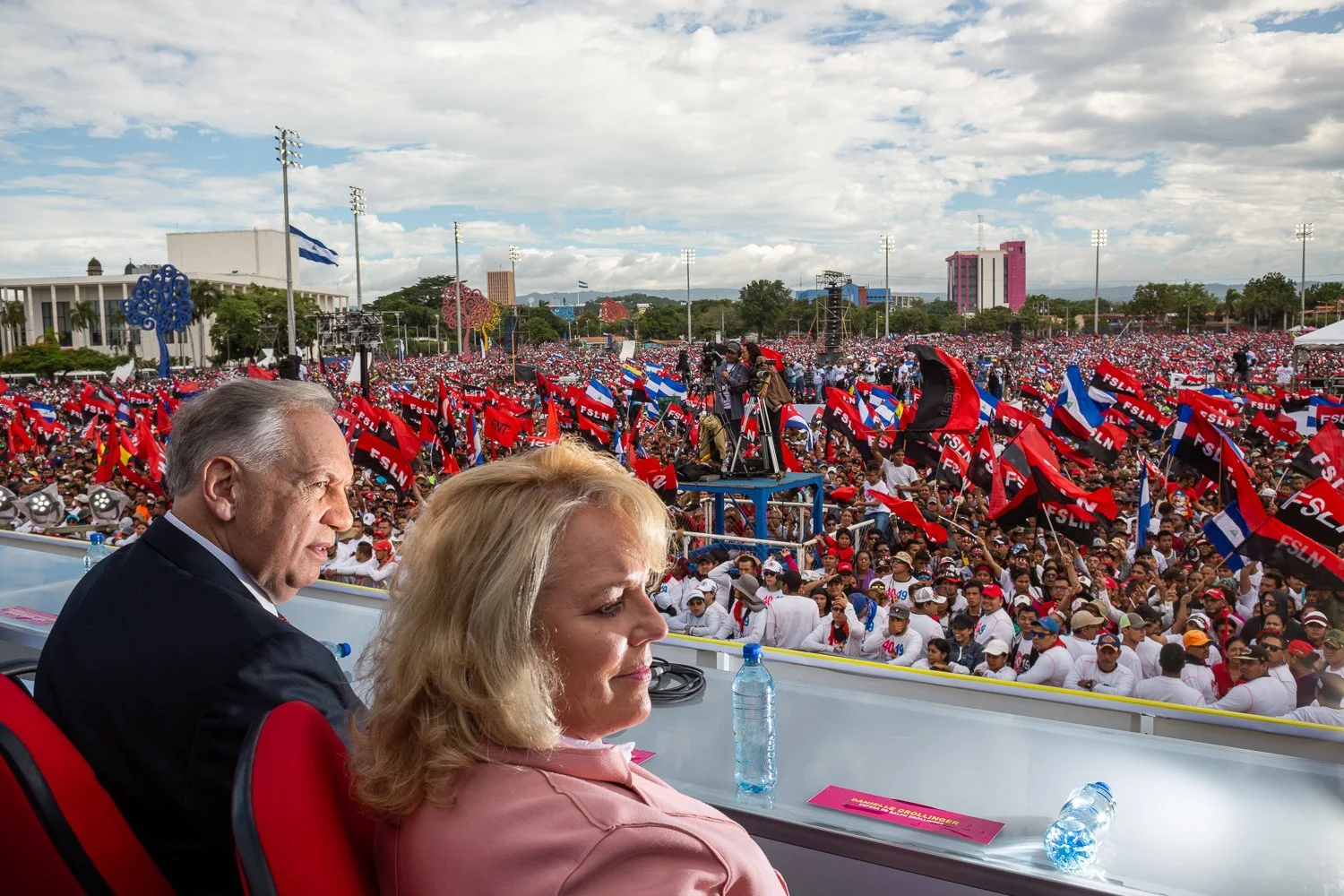 Ralph Drollinger and his wife before speaking at the 40th anniversary of the Sandinista Revolution, Managua.