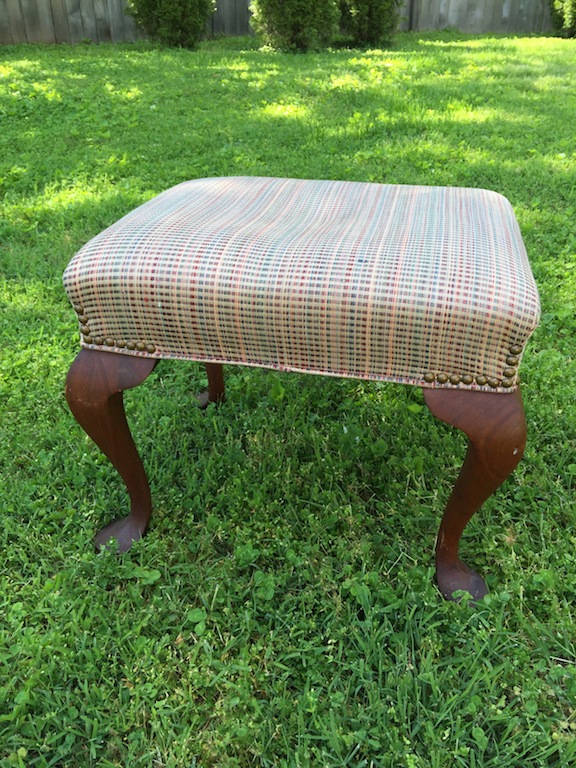  I don't know where we got this ottoman. But it's been in the last 3 places we lived. It's brown and old and I'm tired of it looking so sad! So, I took inventory on what I had - 