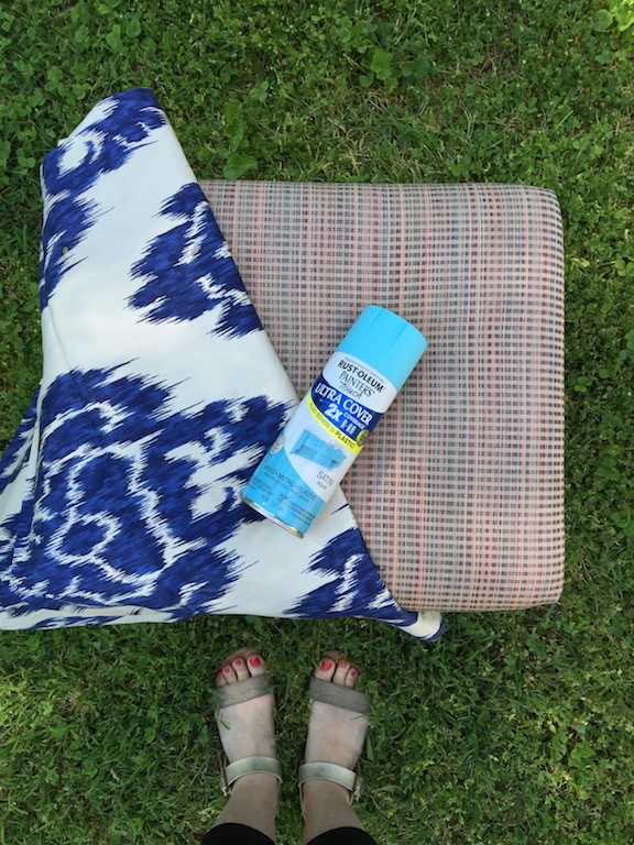 Blue and white Waverly fabric left over from our DIY headboard & bright turquoise paint.