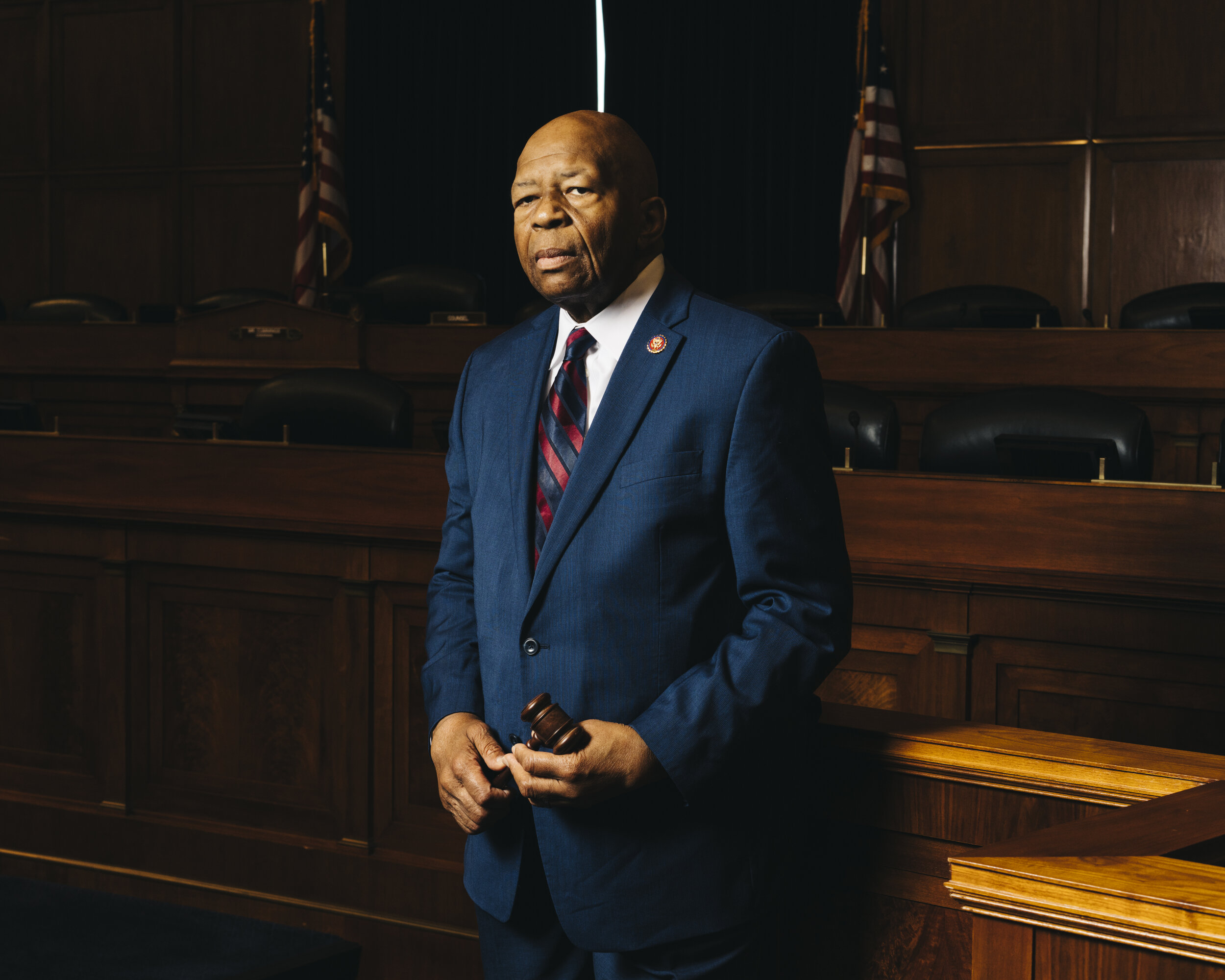  Assignment ID: 30233548A

May 2nd, 2019 - Washington, D.C.

Maryland Congressman Elijah Cummings in the House Oversight Committee room in the Rayburn House office building in Washington, D.C. 

Justin T. Gellerson for The New York Times             