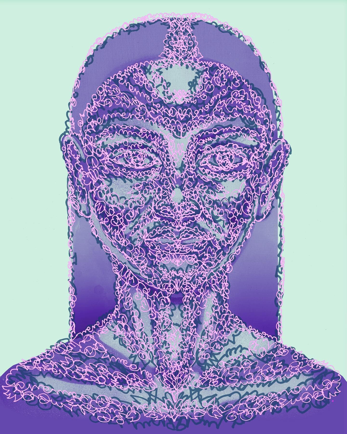 We seem to innately relate and identify with human faces. This peice was created through backwards engineering using a stenciled face, a illustrative value rendering guide, and symmetrical inking. Here are parts of the process to design a the humanoi