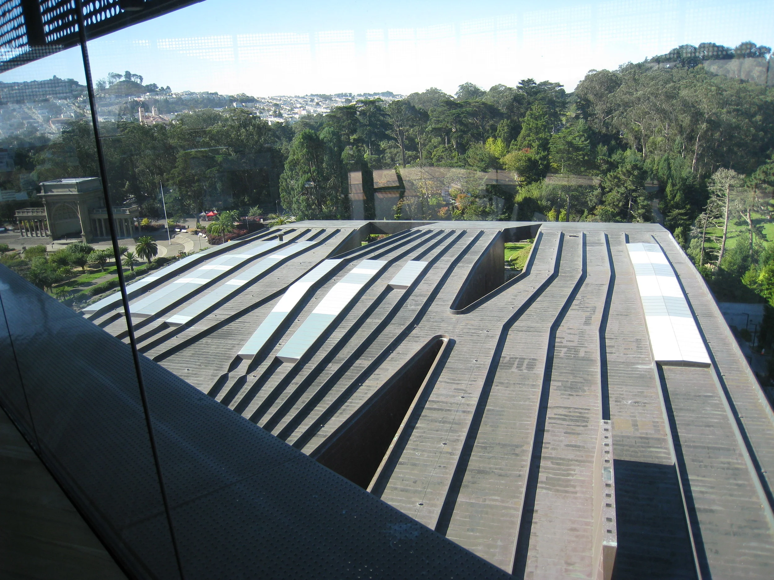 Wedge-shaped courtyards can be seen from above.
