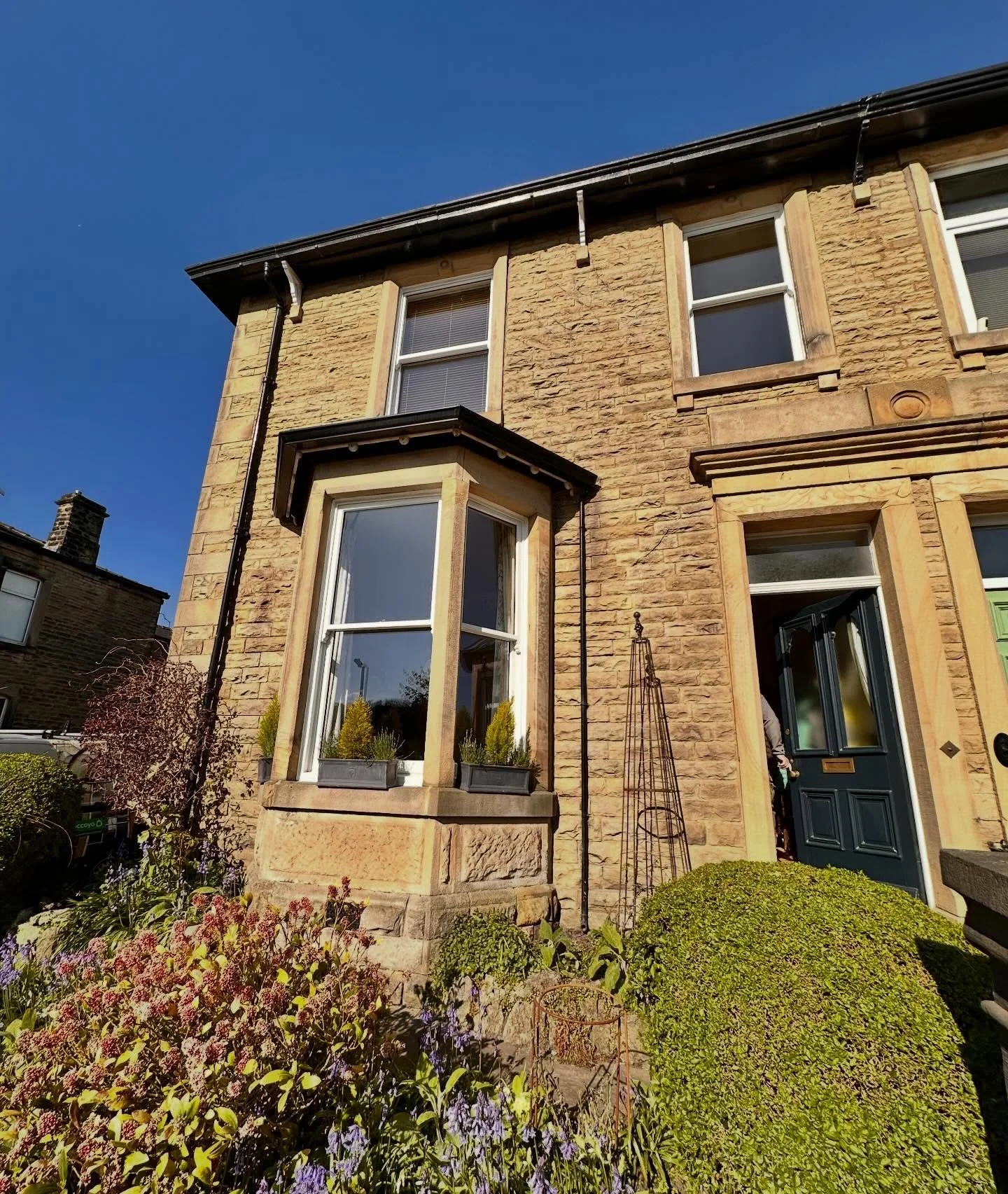 Completed today in #clitheroe #lancashire for another returning customer. Last year we restored the existing bay window and manufactured new double glazed accoya sashes to improve the thermal efficiency. After seeing the results our customer had us b