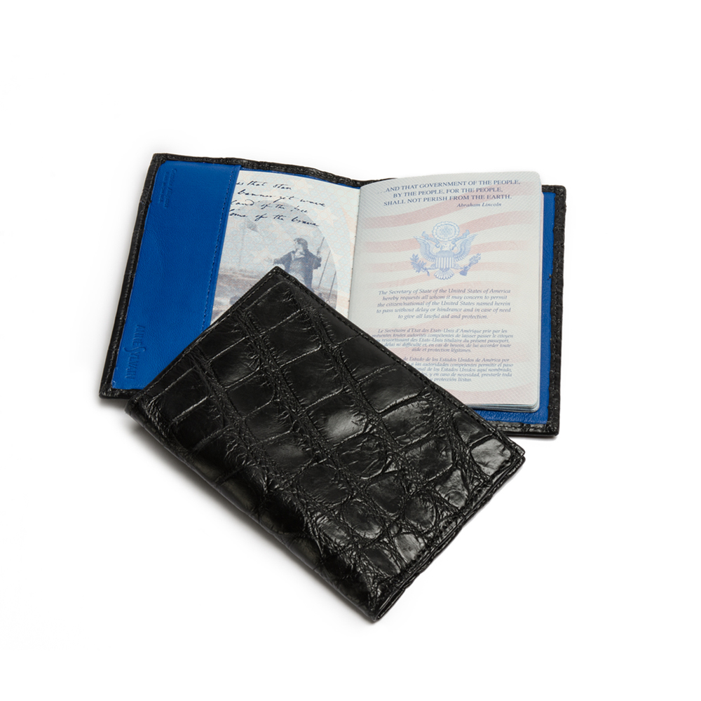 Blue Ostrich Passport Holder