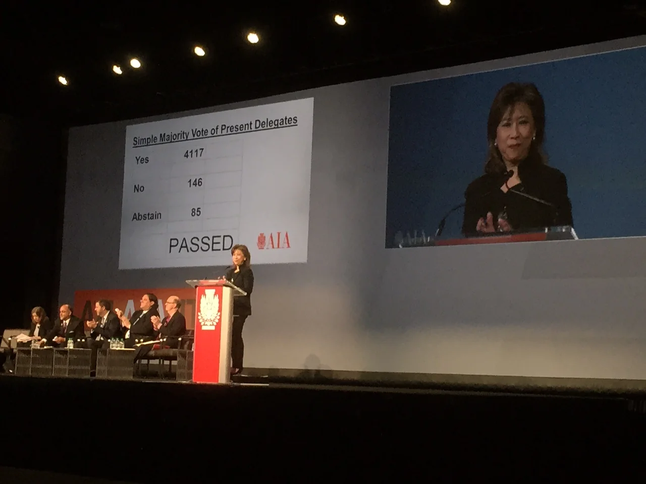 An overwhelming majority voted for Equity in Architecture Resolution 15-1 at AIA National Convention in Atlanta
