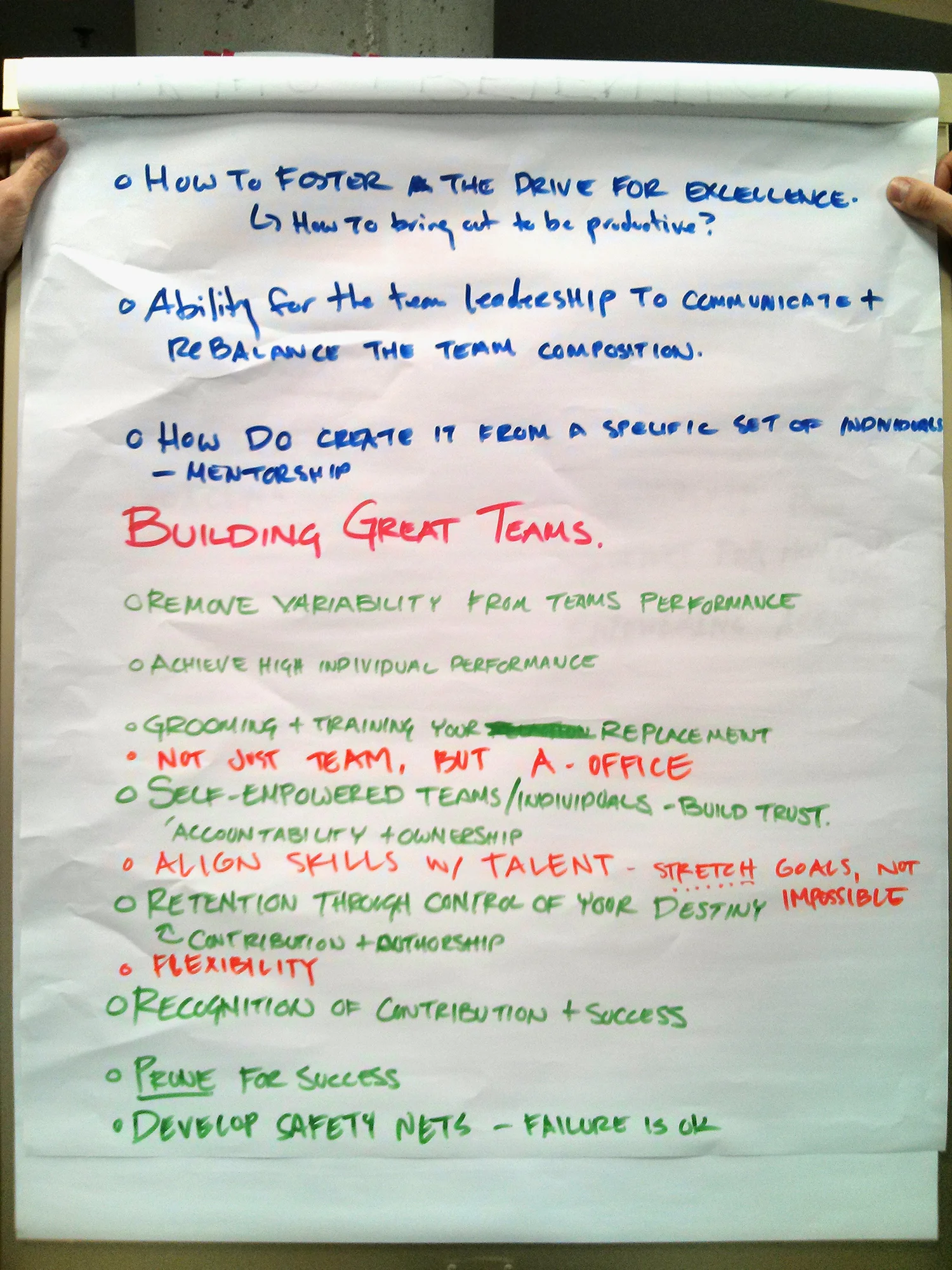 Corrie Messinger, Peter Ruggiero, Janis Brackett, Patricia Canevari members of the A-Team Hack worked to define the baseline for makes a great A-Team