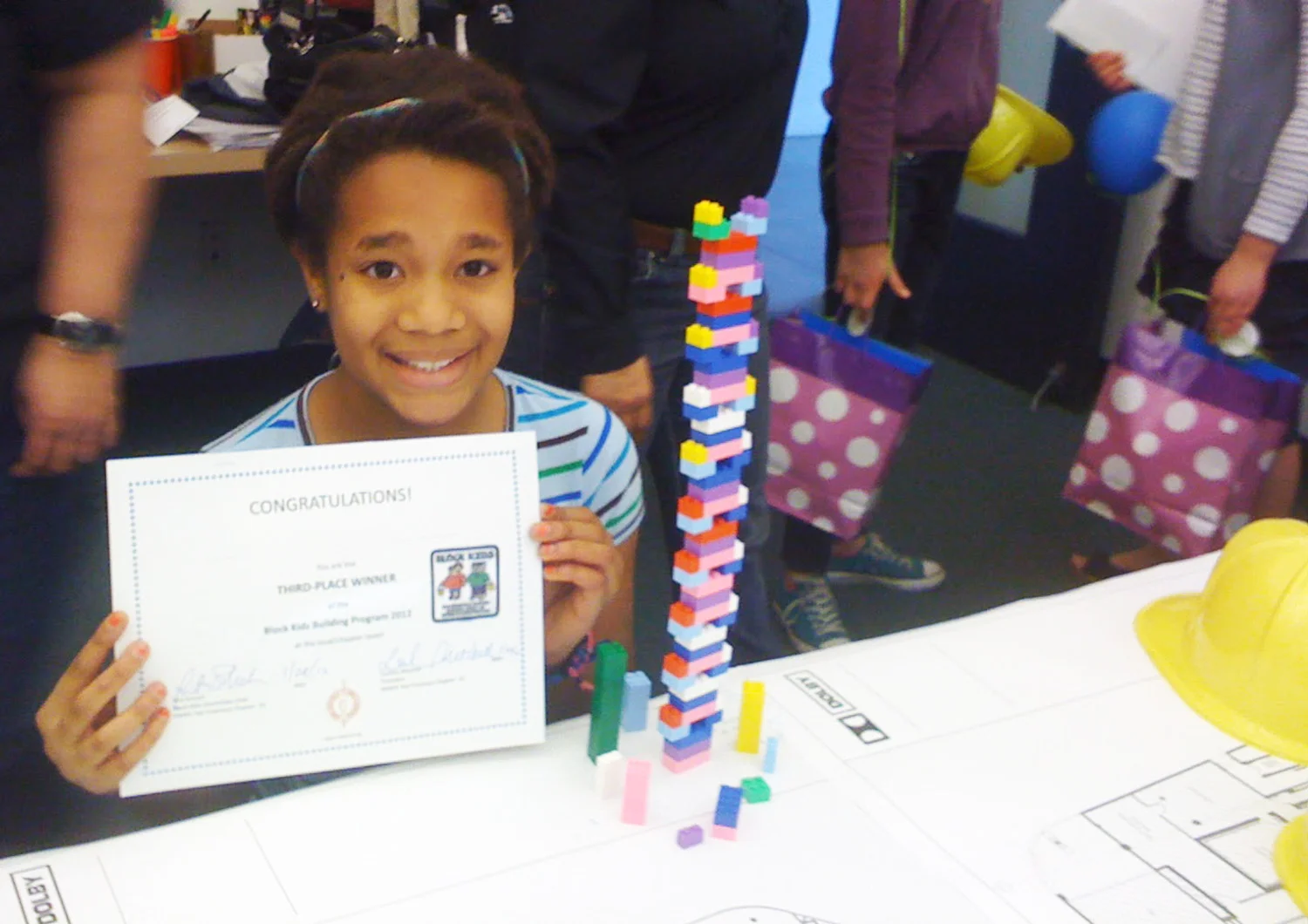 Katherine's daughter celebrates competition at the 2012 San Francisco NAWIC/Girl Scout Building Block day