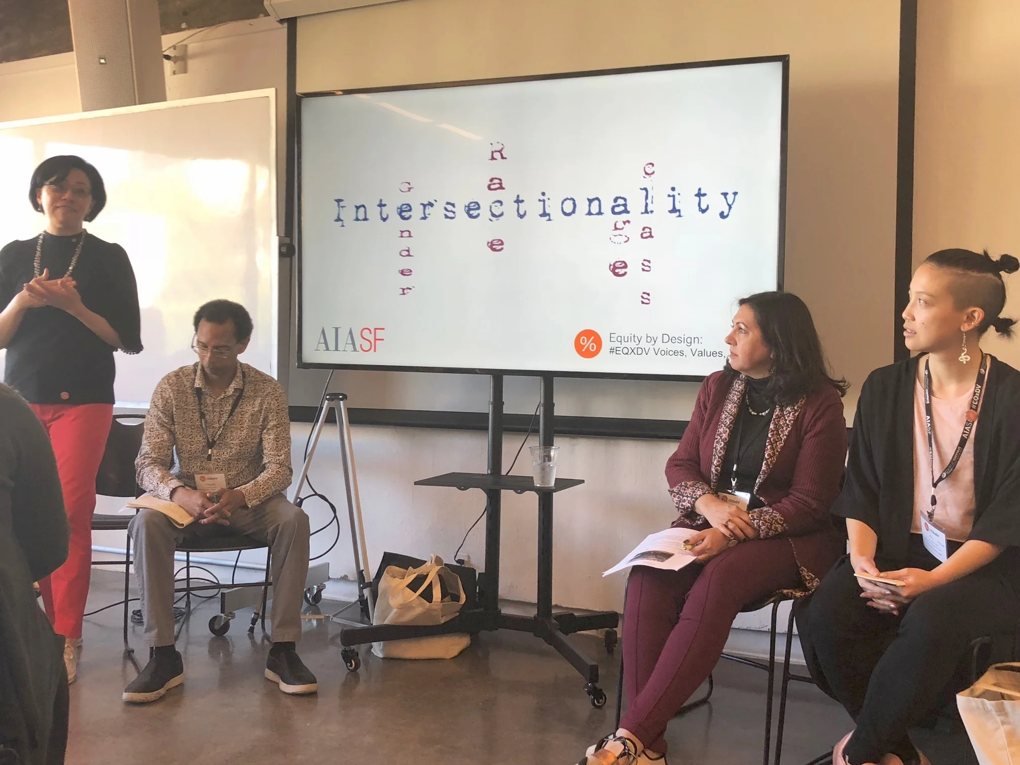 Intersectionality Workshop Presenters - (Right to Left) Rosa Sheng, Prescott Revis, Mani Farhadi, and A.L. Hu. Photo by Taylor Holloway.