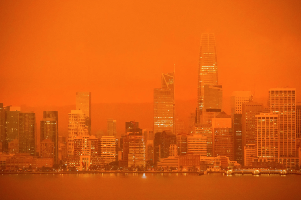 Orange skies in San Francisco during September 2020 West Coast wildfires.