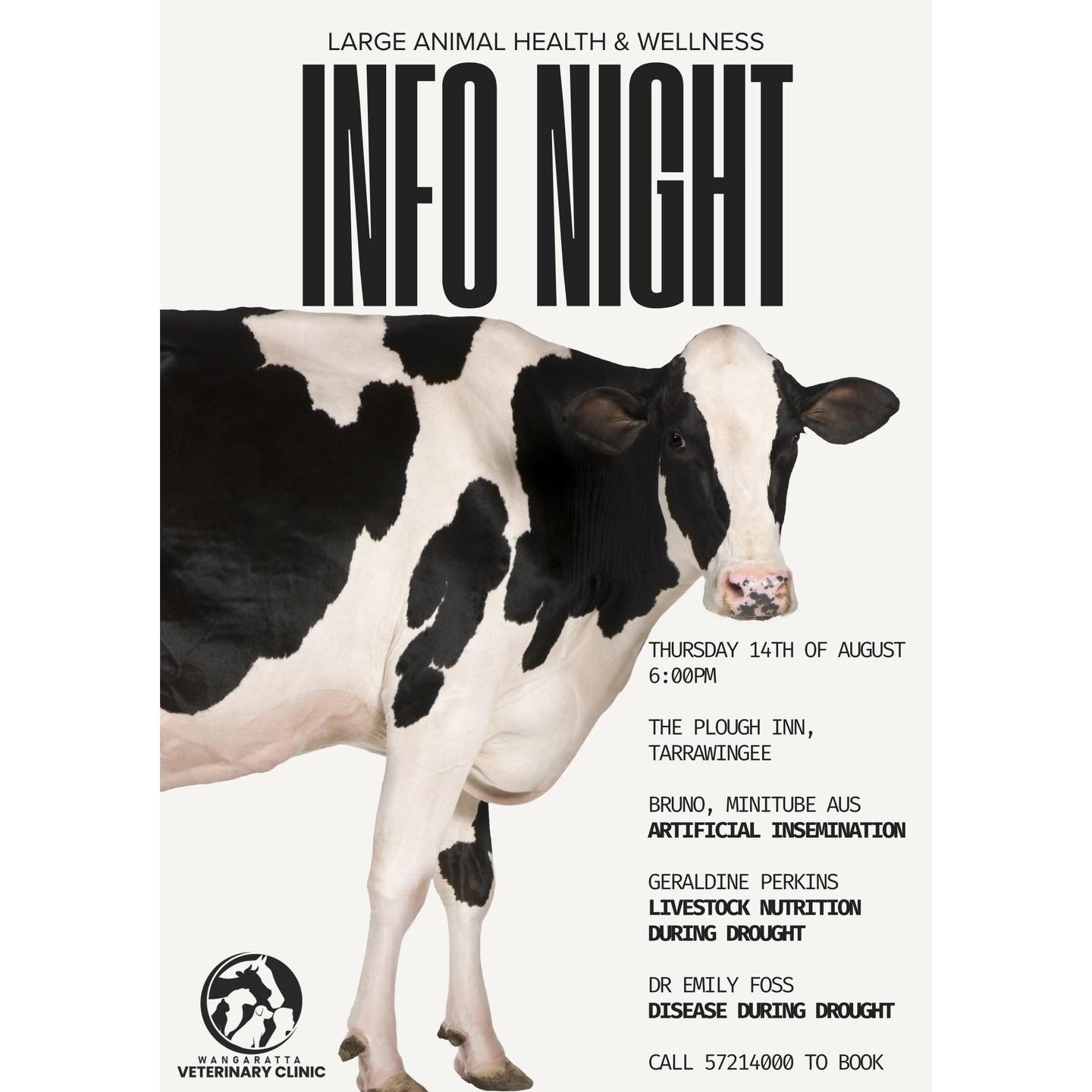 Wangaratta Vet Clinic&rsquo;s Annual Large Animal Health &amp; Wellness Information Night is Back! 🐄

Our most highly anticipated event of the year is here &ndash; and spots are filling FAST!

Join us for an unforgettable evening featuring two incre