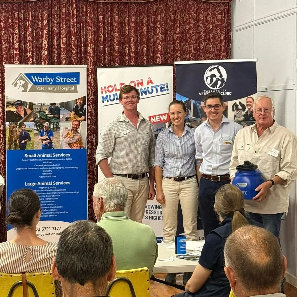 A huge thank you to everyone who joined us for our annual Producers Day, proudly hosted by Wangaratta Veterinary Clinic and Warby Street Veterinary Hospital.

A special shout-out to Dr Matt and Dr Emily for organising such a valuable and enjoyable da