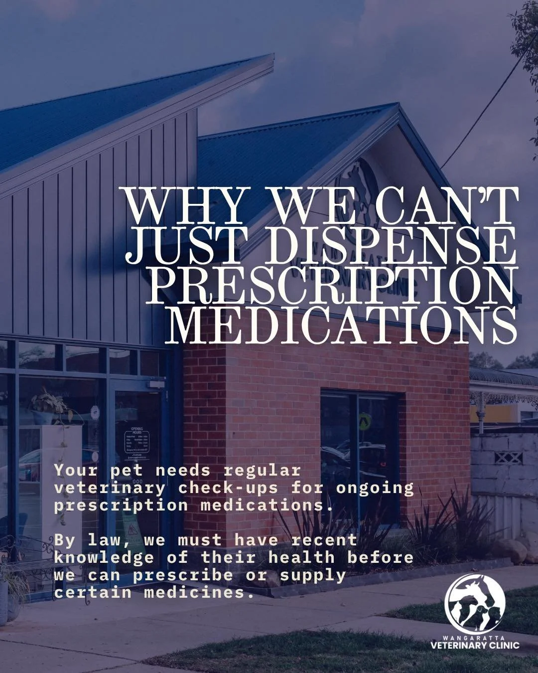 A friendly reminder for your animals prescription medication needs. 

These requirements help us provide safe, responsible and appropriate veterinary care. 

#wangarattavet #wangarattavetclinic #wangaratta #vetclinic