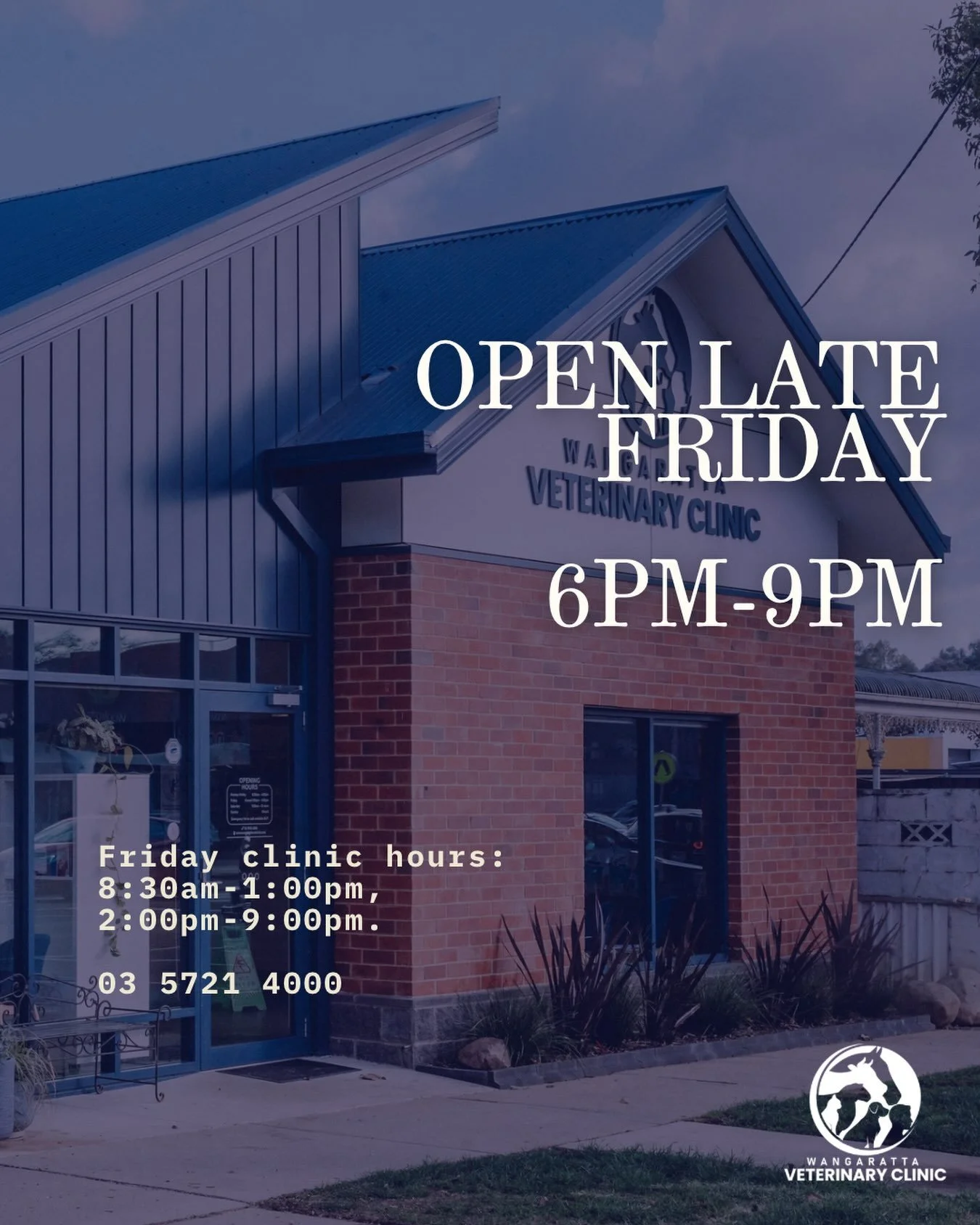 🌙 LATE FRIDAY NIGHTS ARE BACK! 

We&rsquo;re excited to be open again late on Friday nights from 6&ndash;9pm for your pets&rsquo; veterinary needs. 🐶🐱

📞 Late-night appointments: Please call the clinic to book.

🚨 Pet emergency? We&rsquo;re also