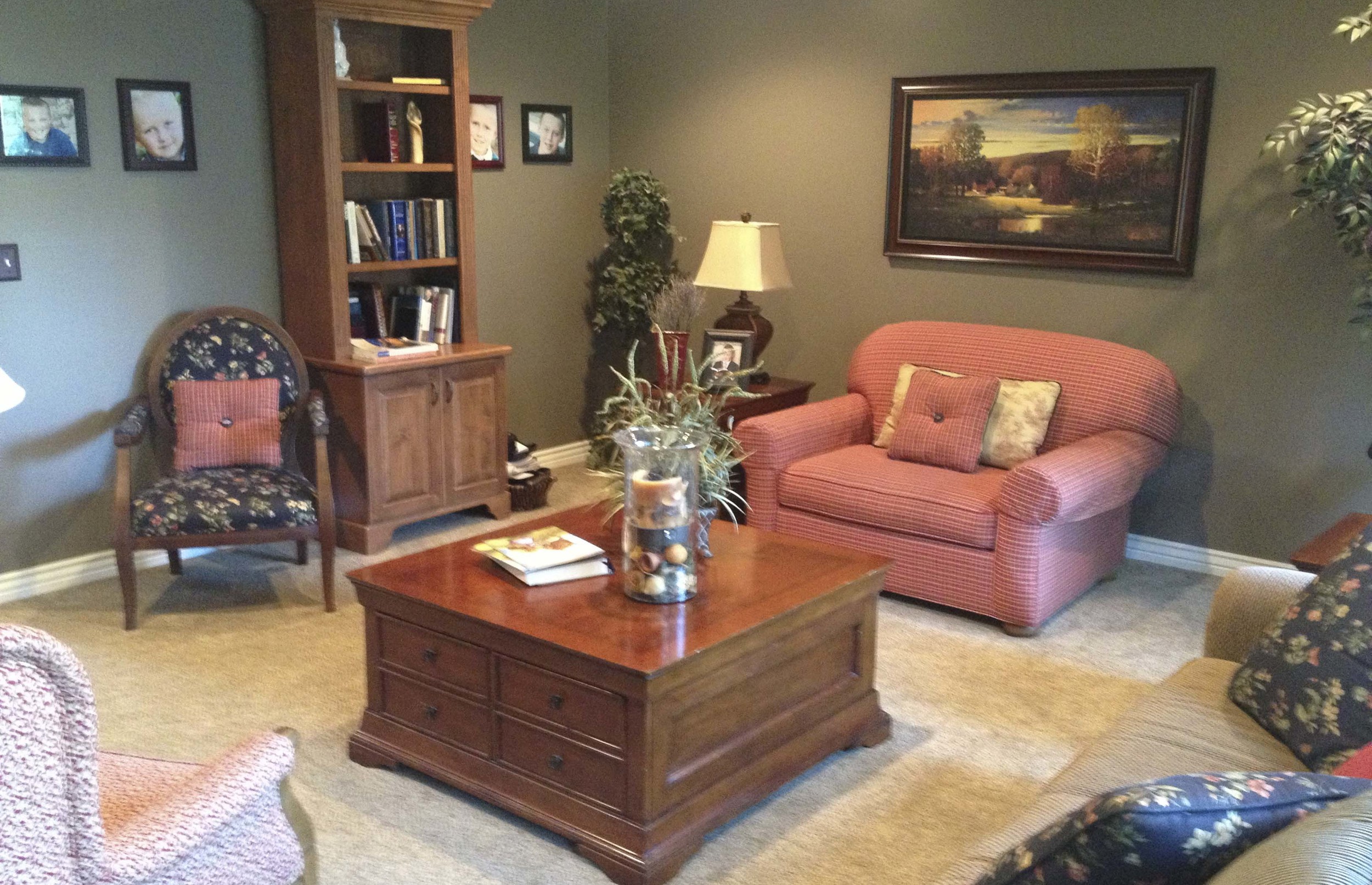 Above: Formal living room BEFORE. This furniture was moved to the basement.