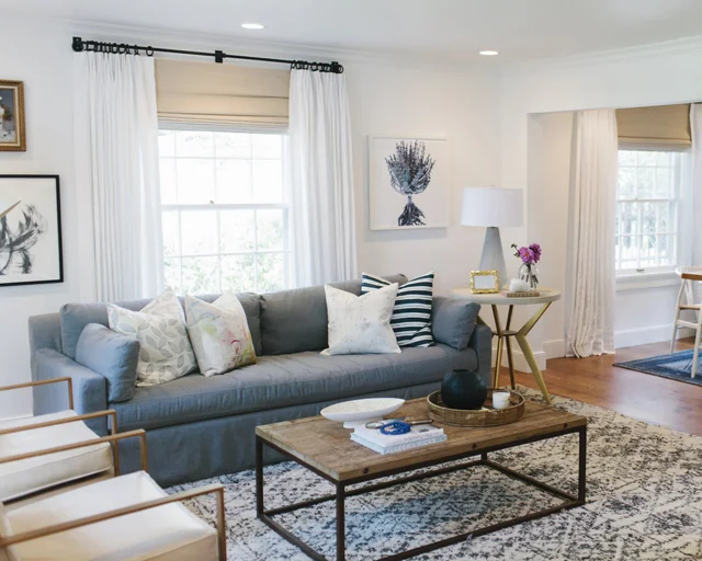 Studio Mcgee’s design includes soft spring color, so the room feels fresh but subtle.