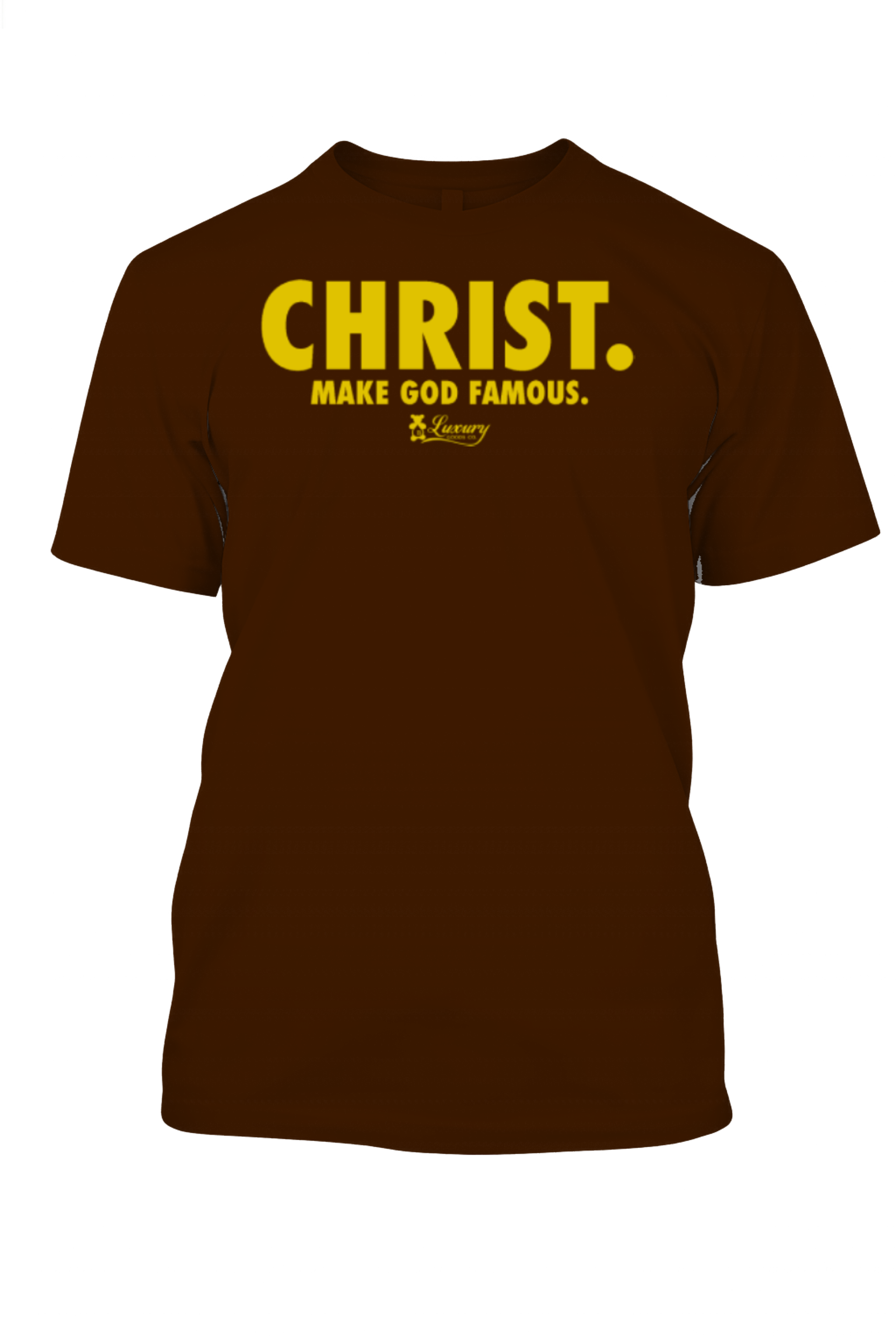 Christ T-Shirt (Brown and Gold).png