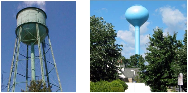 Existing Tower and Architect Rendering of proposed replacement tower