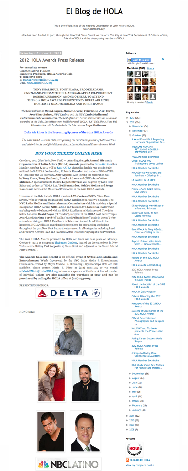 Click here to read about JW's HOLA Award
