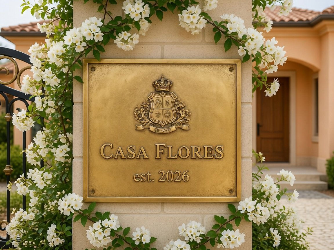 Personalized brass name plate for home and business