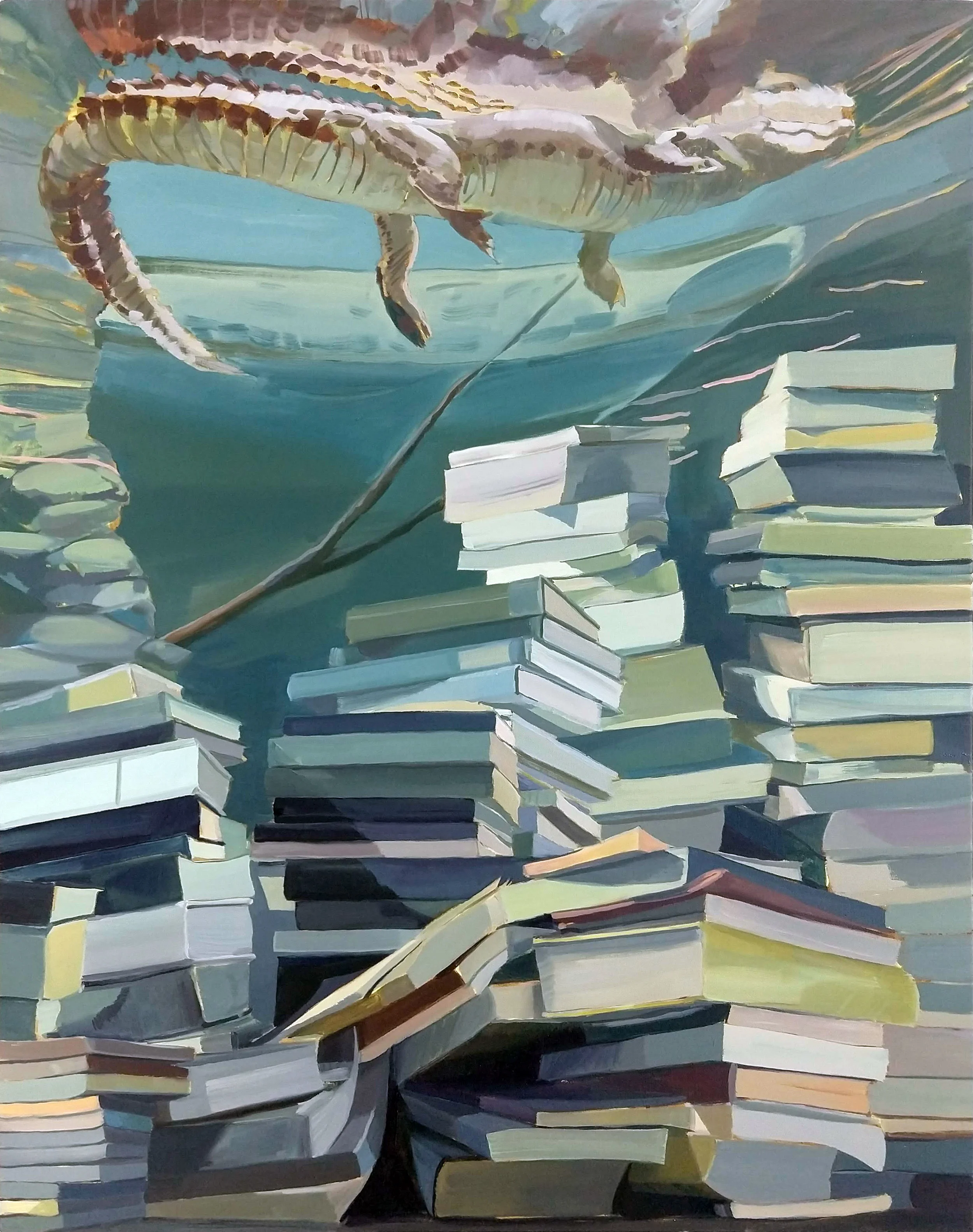 Alligator, Books (2019) 36” x 48” Oil on canvas