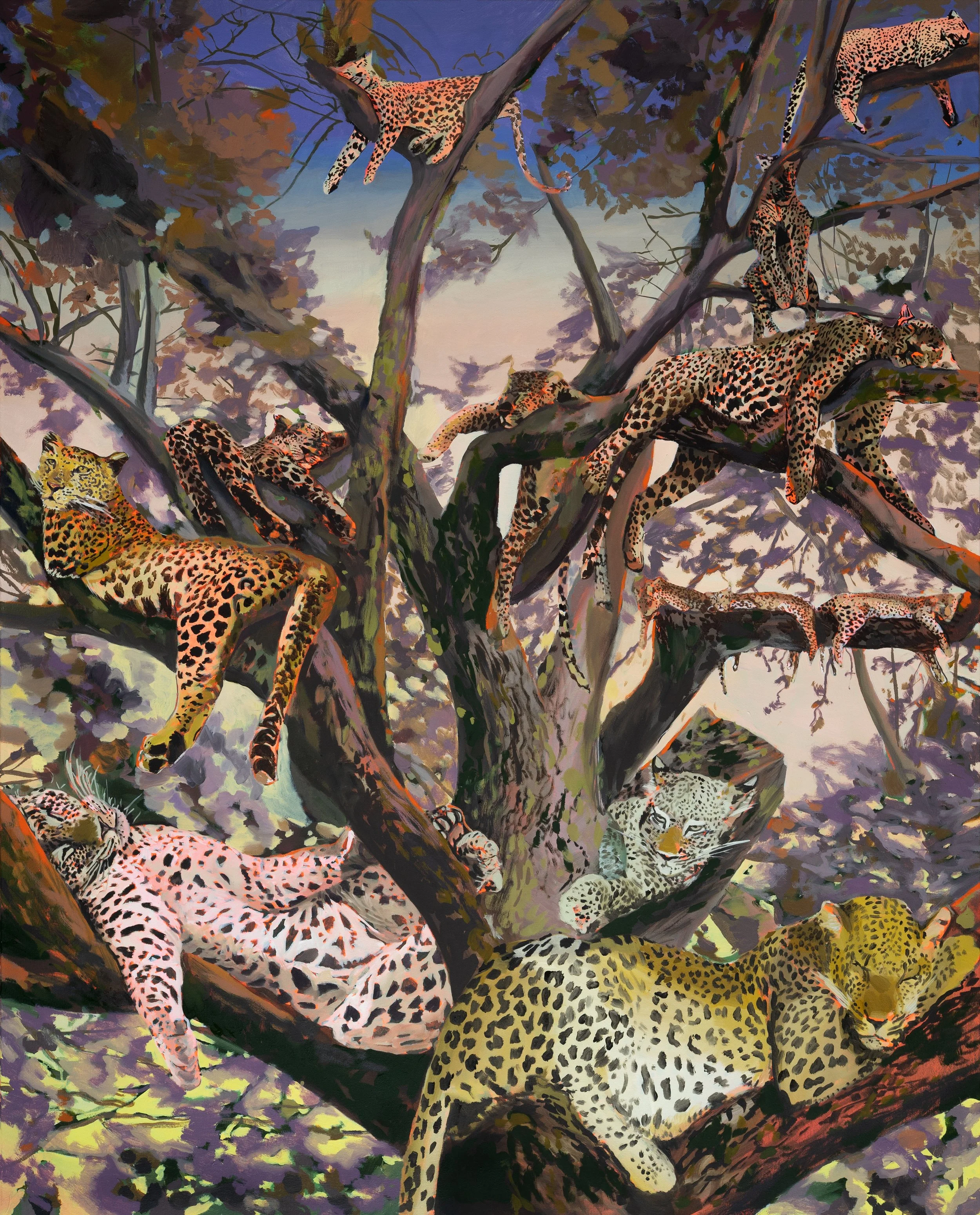  Thirteen Leopards (2025)  Oil on canvas  60” x 48” 