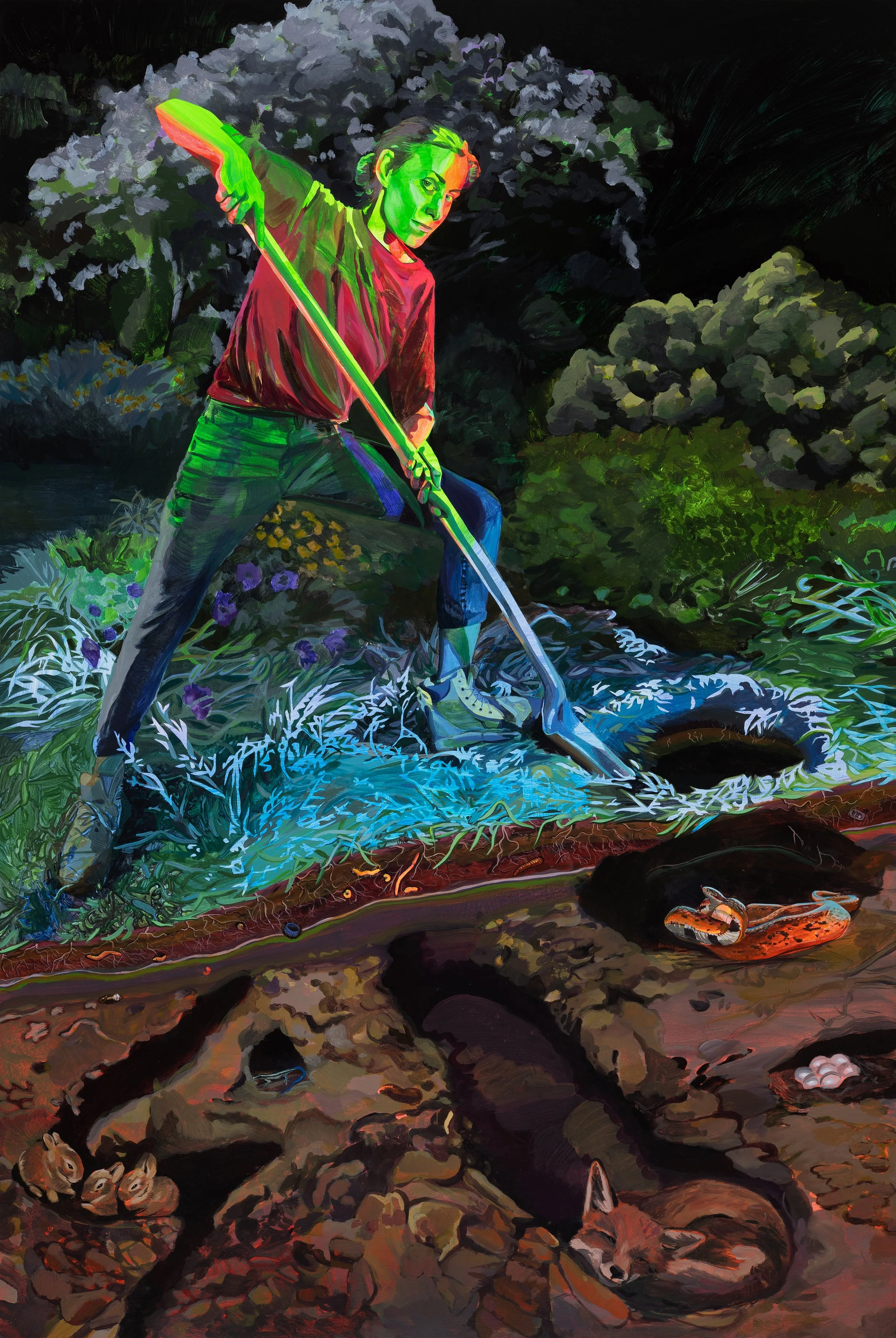  Night Garden (2024)  Oil and acrylic on canvas  72” x 48” 