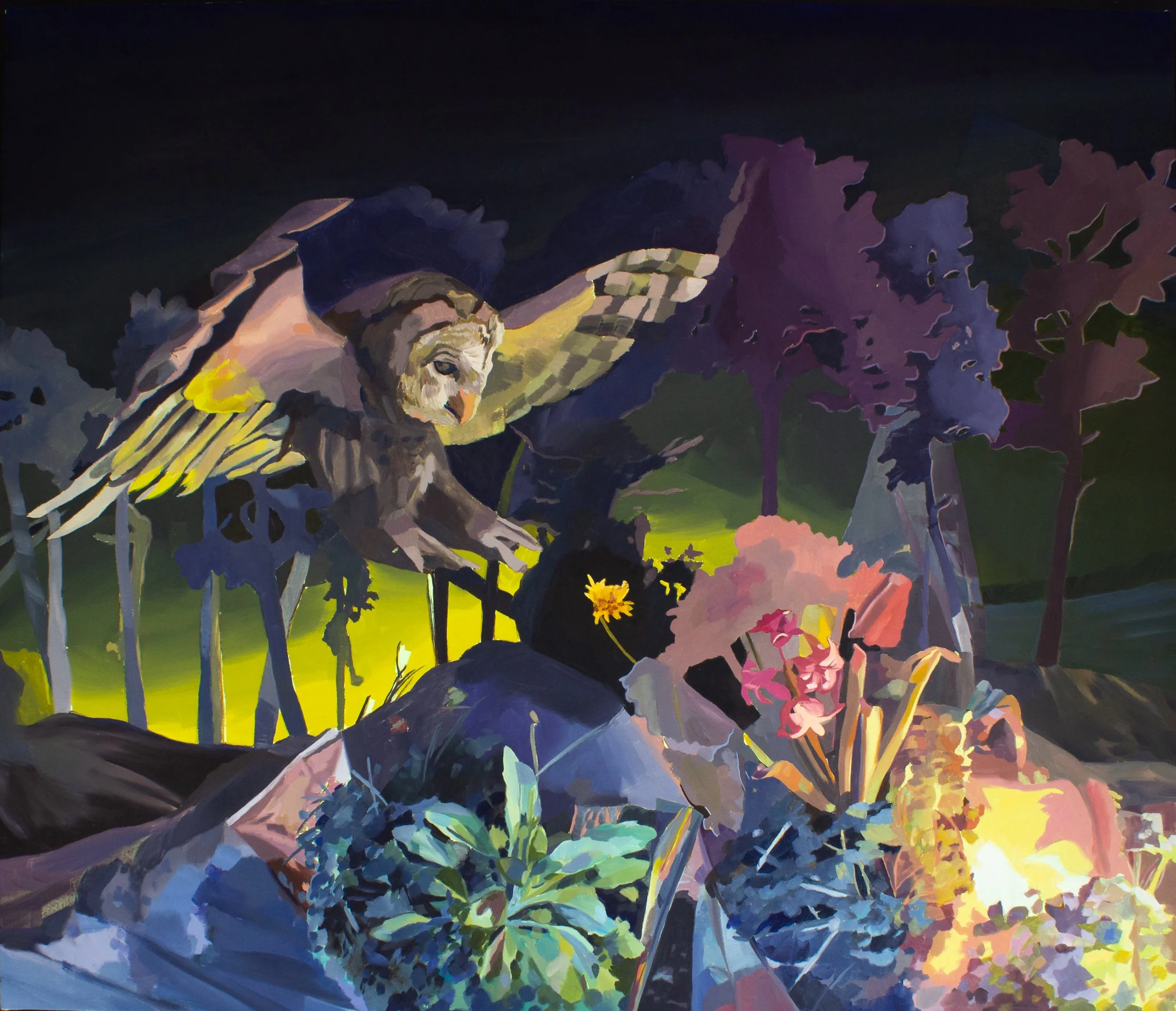  Night Stage (2021)  Oil on canvas  36” x 42” 
