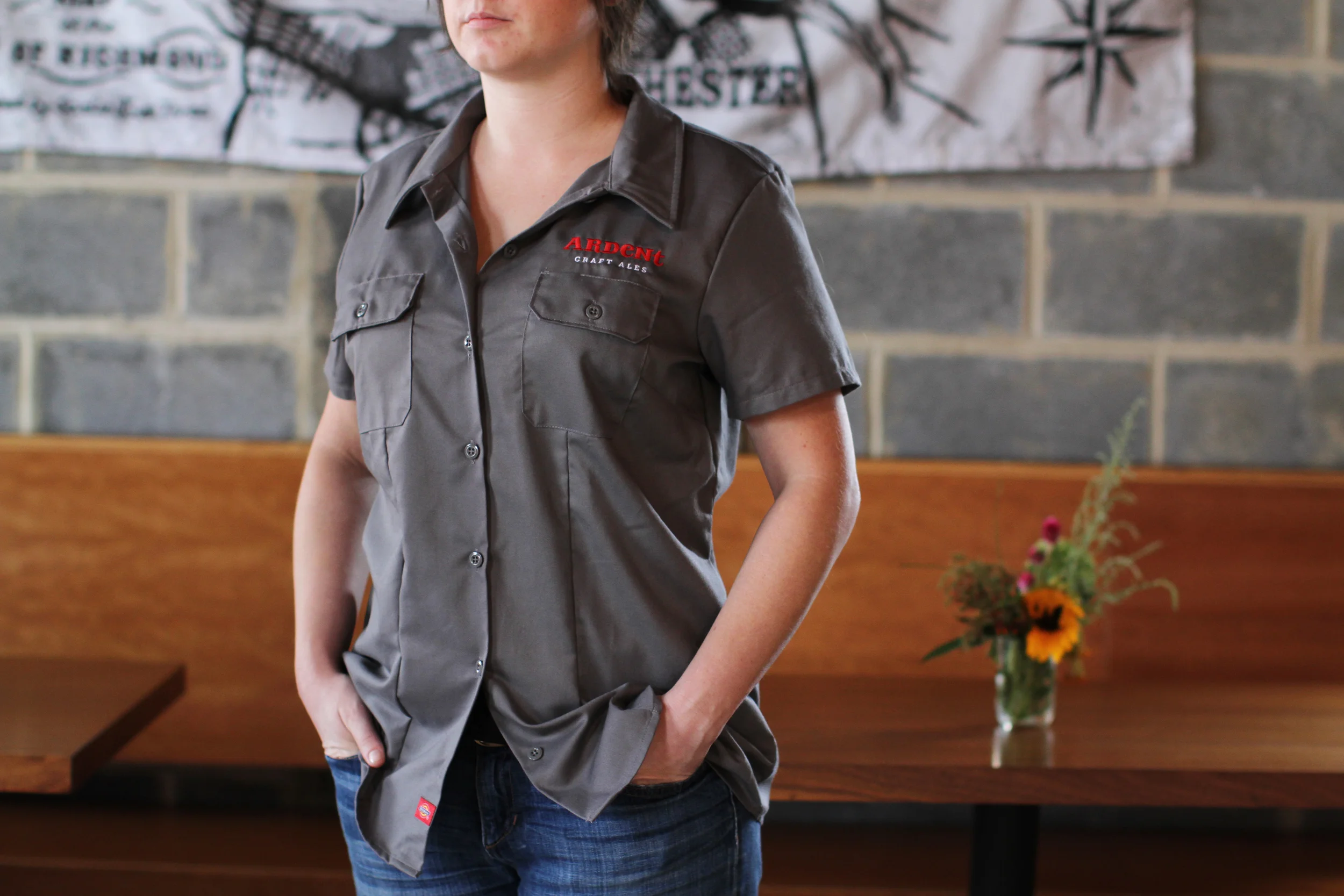 light grey polyester shirt