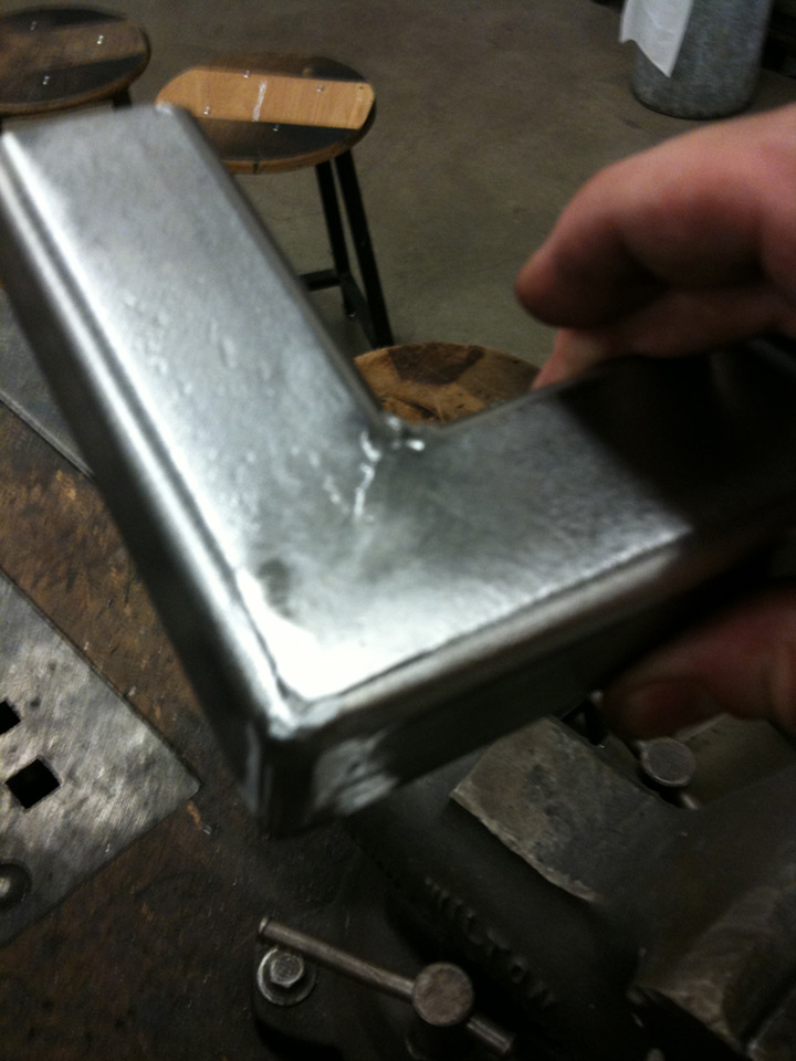   first attempt at a welded miter joint  