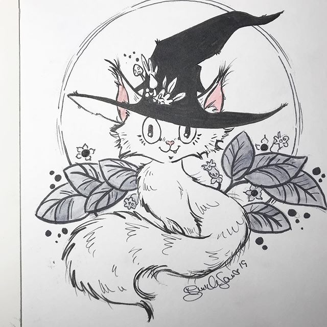 #catober 2019 for #inktober
Cat Witch/Wizard plus moon #ring mashup. Ink and #sketch 
Tools- coldpress illo board + #prismacolormarkers #tombowdualbrushpens #akashiyabrushpen 
#witchy #catwitch #moonkitty #moonring #purrs #ink