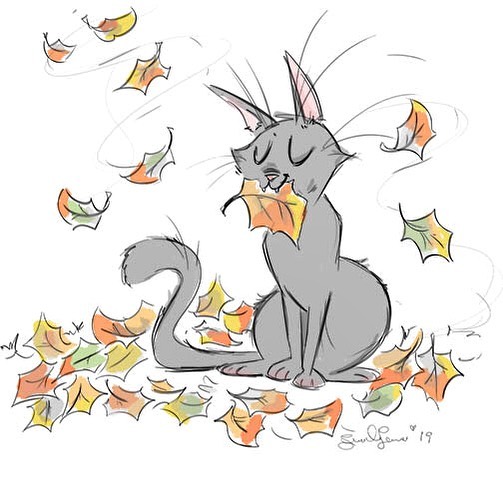 #catober Day 5: Autumn Cat.  Just a quick doodle.  I knew I&rsquo;d be running behind eventually haha

#catober2019 #sketch #digitalsketch #characterdesign #cats #autumncat #iheartfall