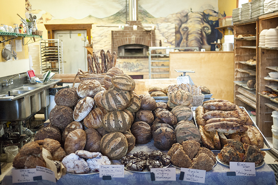 Today's bread selection at Wild Flour Bakery.