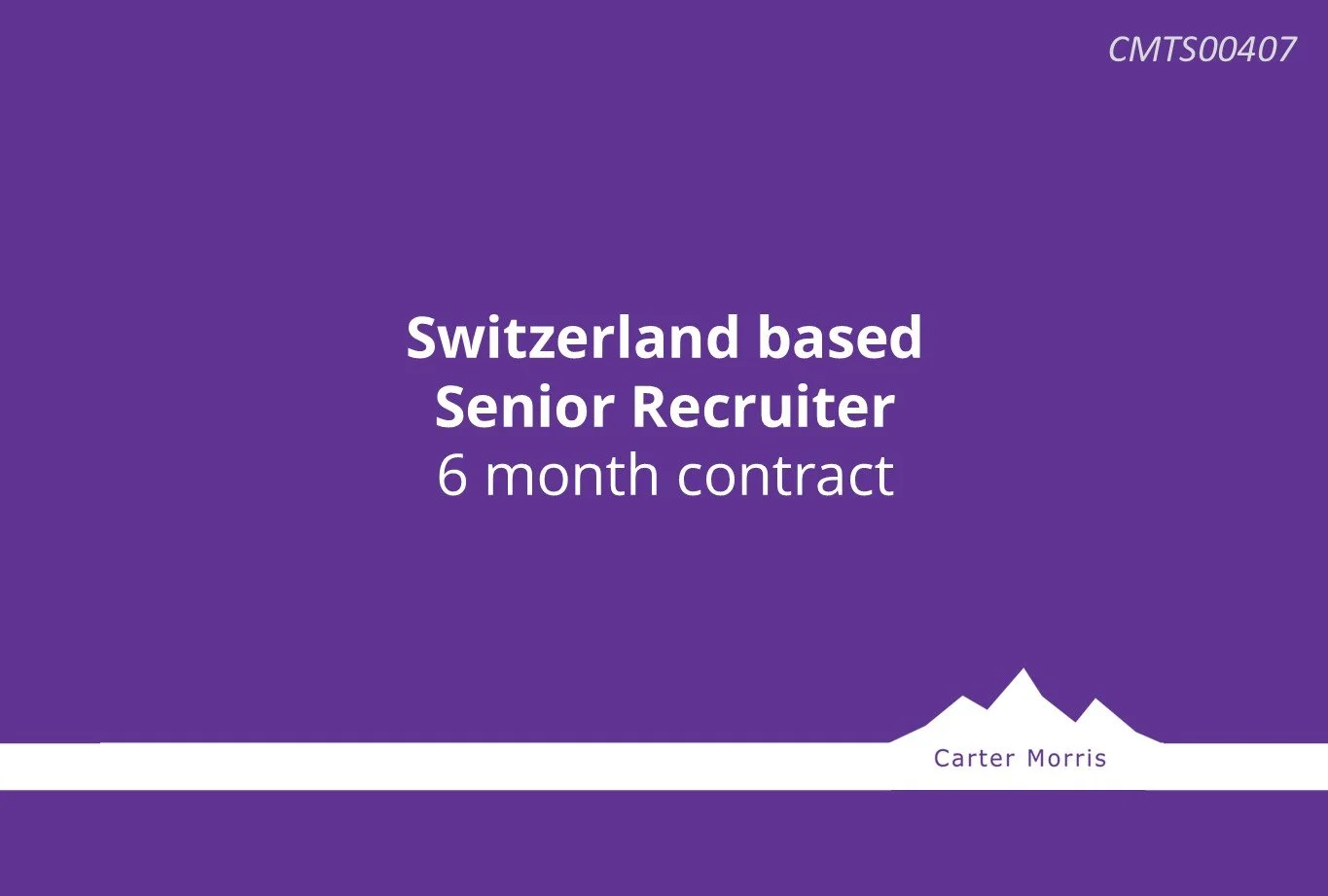 Swiss based Senior Recruiter – 6 month contract