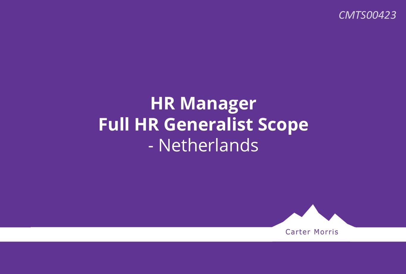 HR Manager - Netherlands - full HR generalist scope