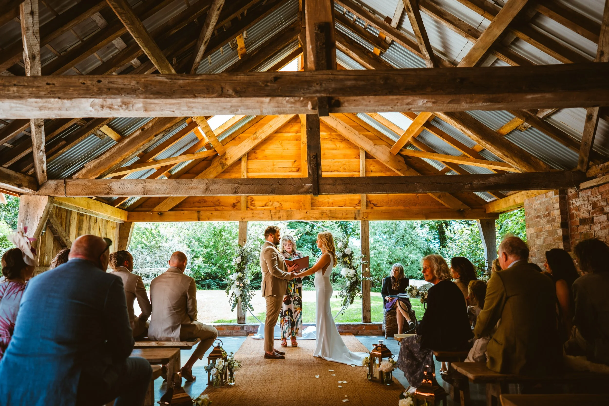 Wedding ceremony at the Haybarn in Herefordshire