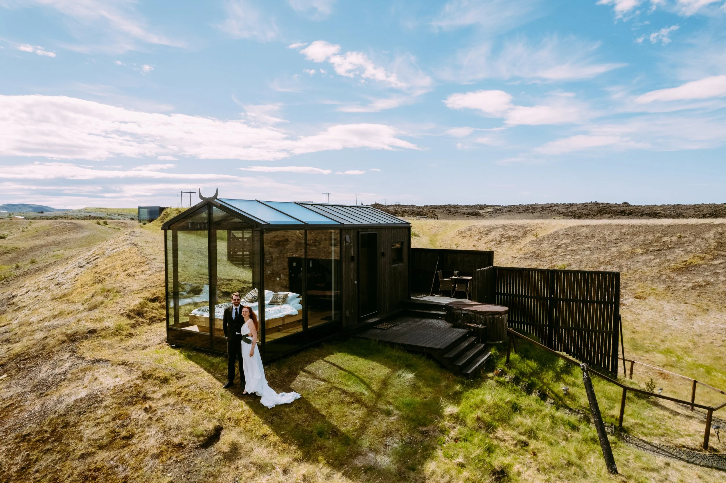 Iceland wedding elopement at the panoramic glass lodge