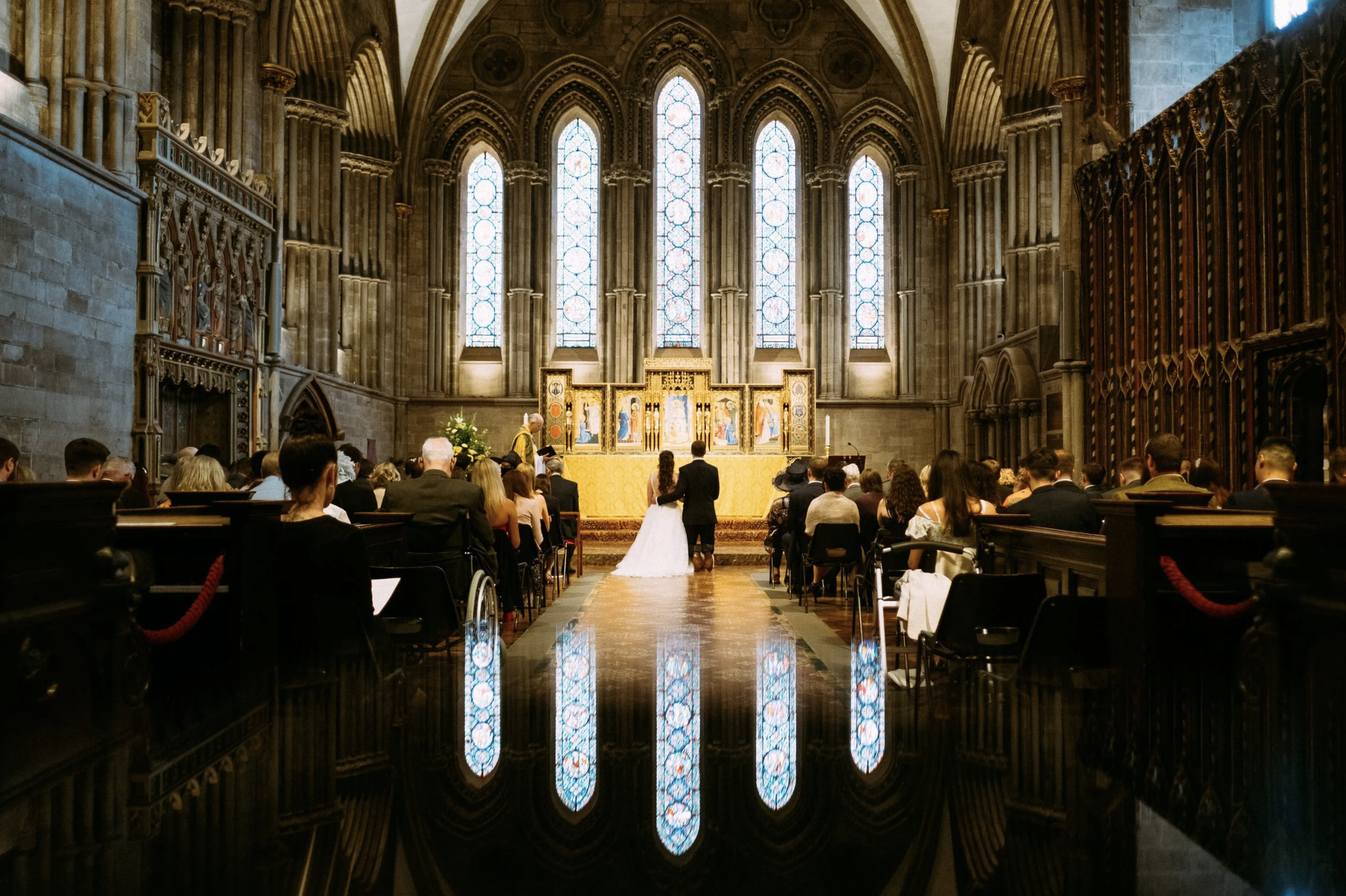 Church ceremony with bride and groom