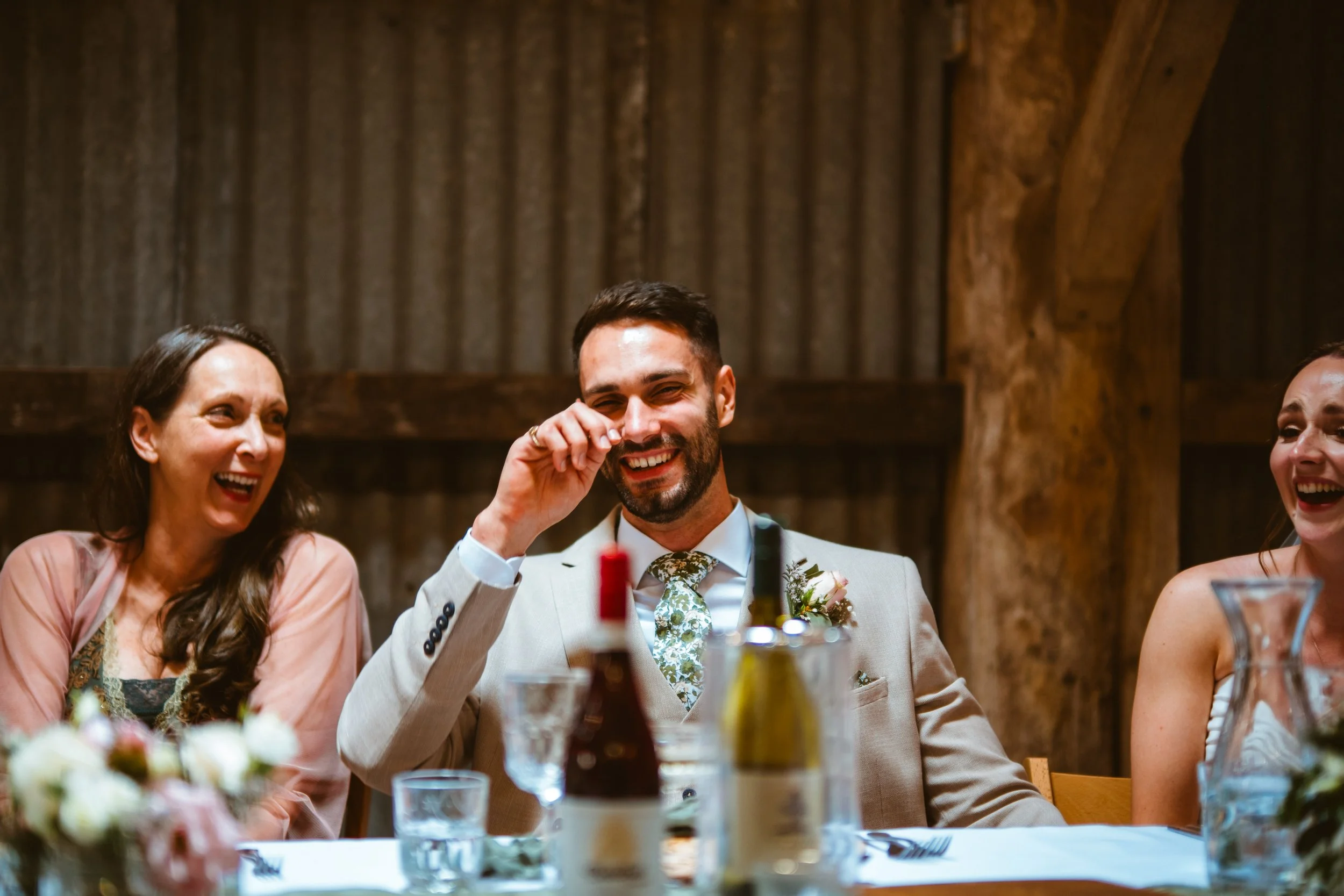 Groom crying during speeches