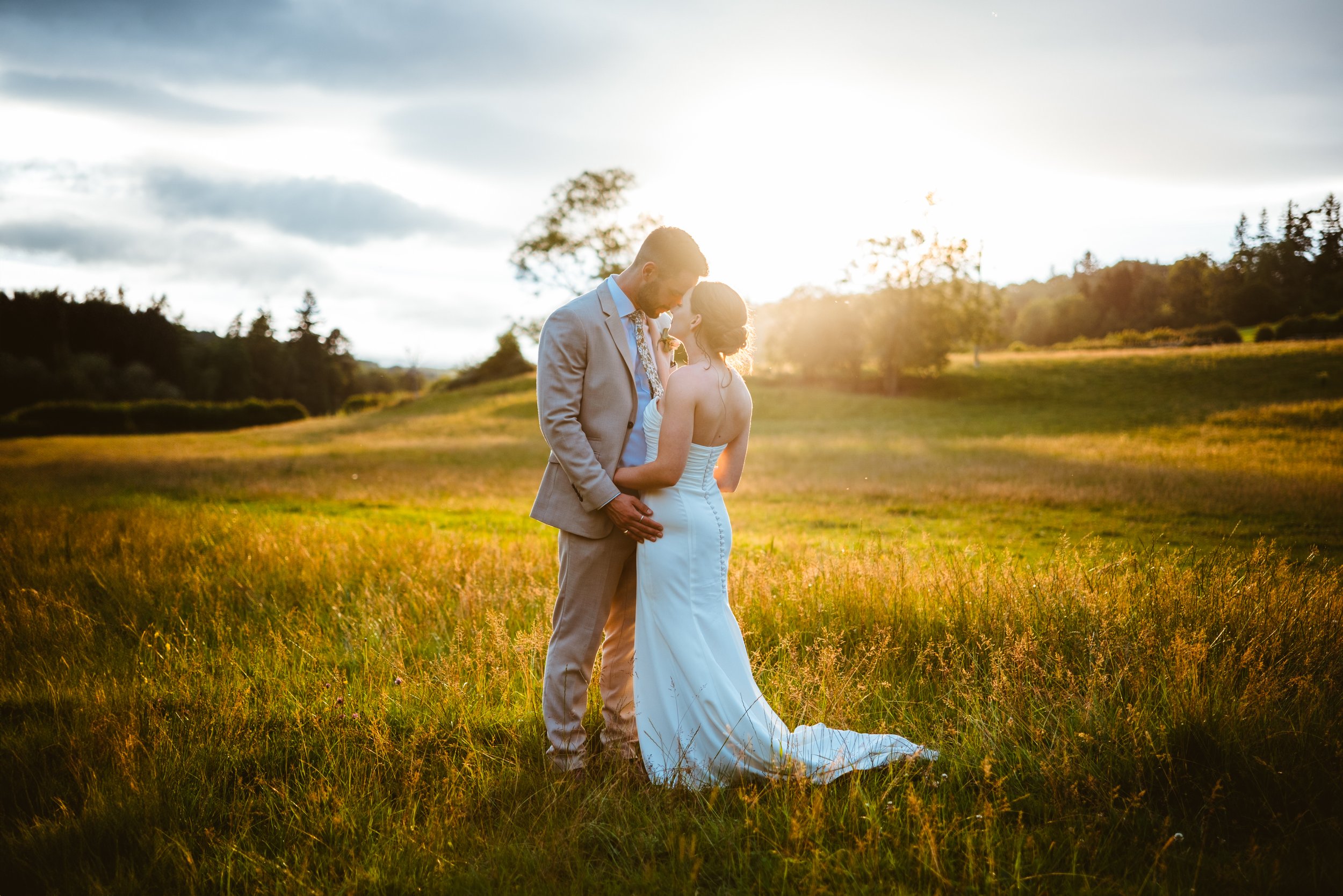 Bride and groom relaxed wedding portraits at The Haybarn