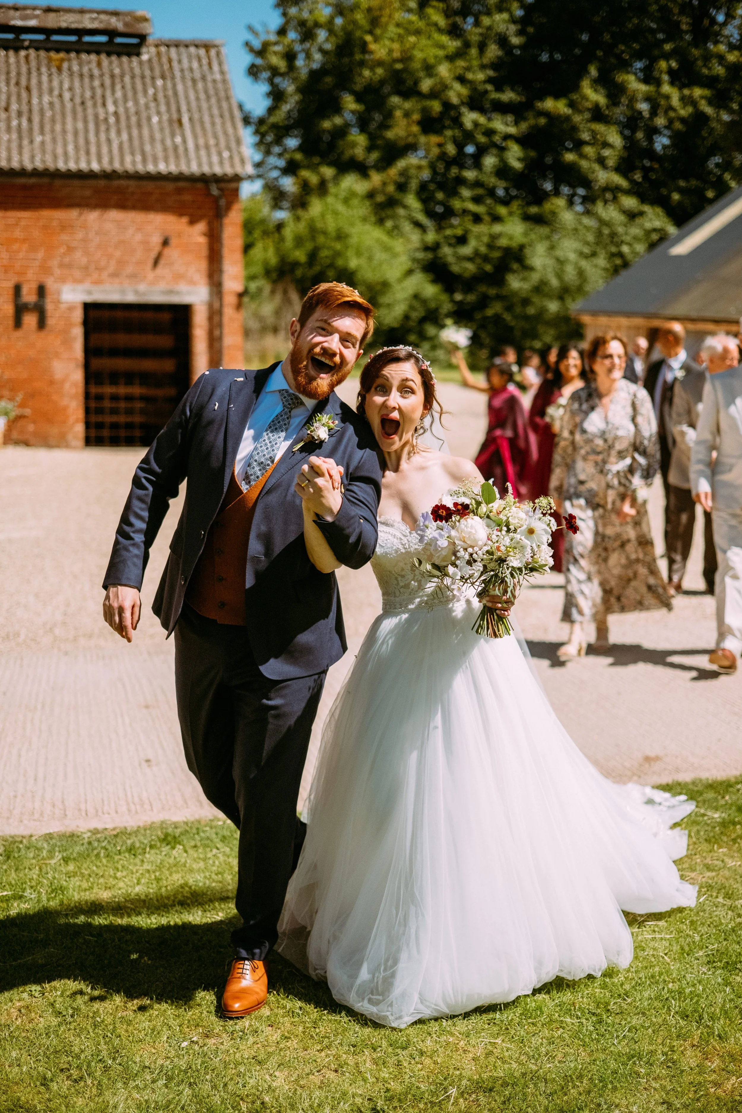 Bride and groom just after their ceremony