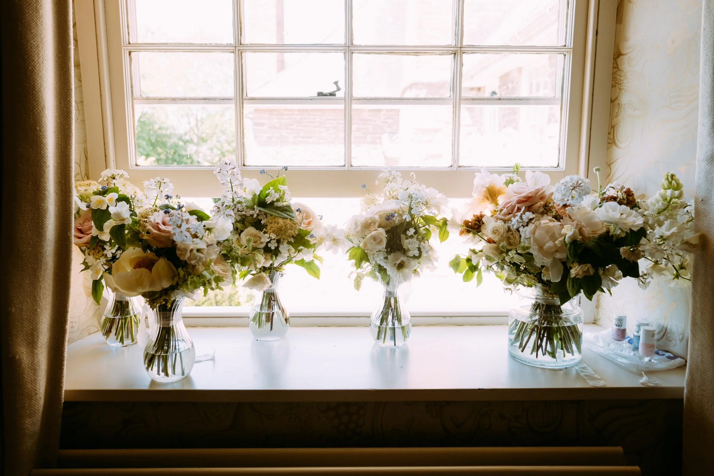 Wedding flowers in the window